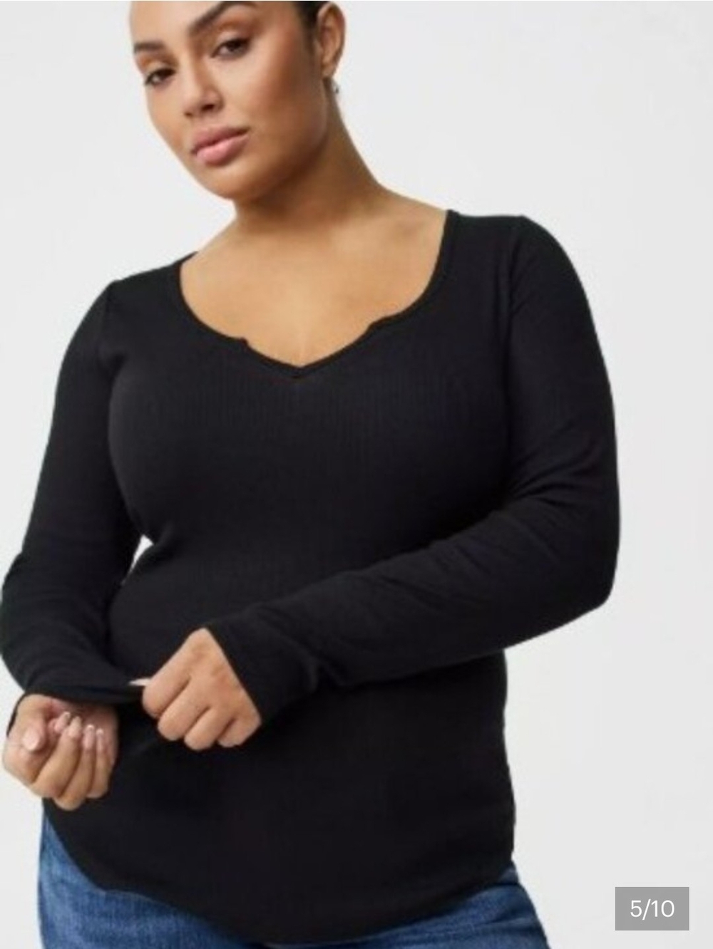 Torrid NWOT Cotton Modal Notch Neck Long Sleeve Top